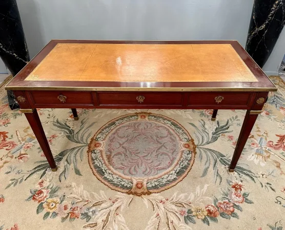 André Mailfert, Important Bureau Plat En Acajou  De Style Louis XVI XIXeme Estampillé