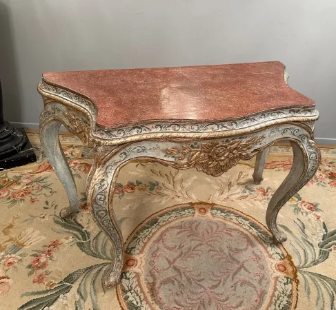 Paire De Consoles En Bois Laqué Travail Italien Vers 1900