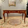 Maurice Rinck, Bureau Plat De Style Louis XV En Marqueterie Bronze Dore Vers 1900 Estampillé