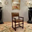 Chaise A Bras Cuir De Cordoue d'Epoque Louis XIII XVIIeme