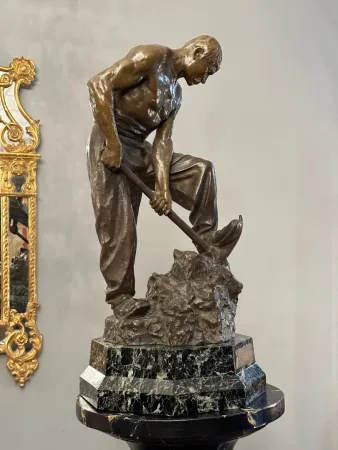 Paul Moreau-vauthier (1871 - 1936), Importante Sculpture En Bronze A Patine Brune