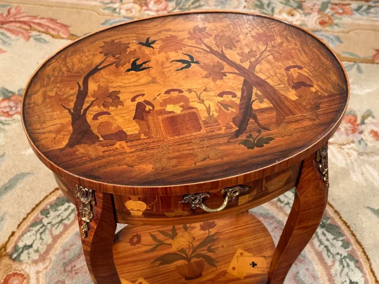 Dlg Topino, Petite Table De Salon En Marqueterie De Style Transition