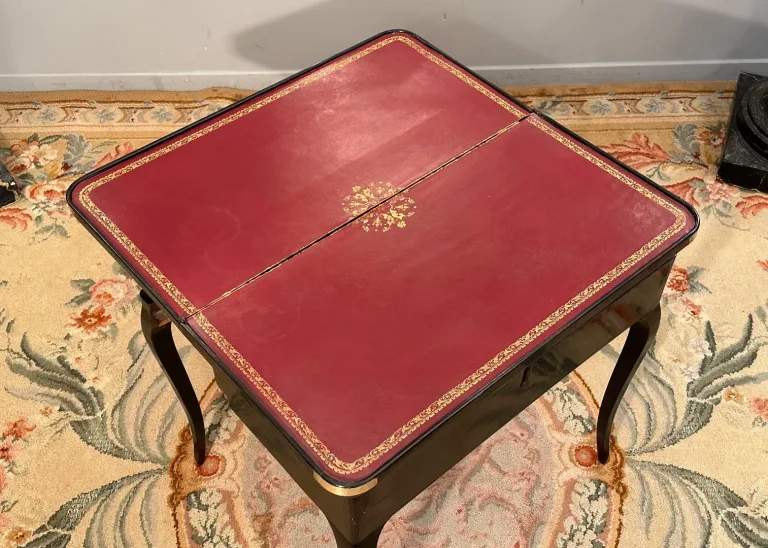 Table A Jeu Tric Trac Laquée Noire d'Epoque Louis XV Vers 1750