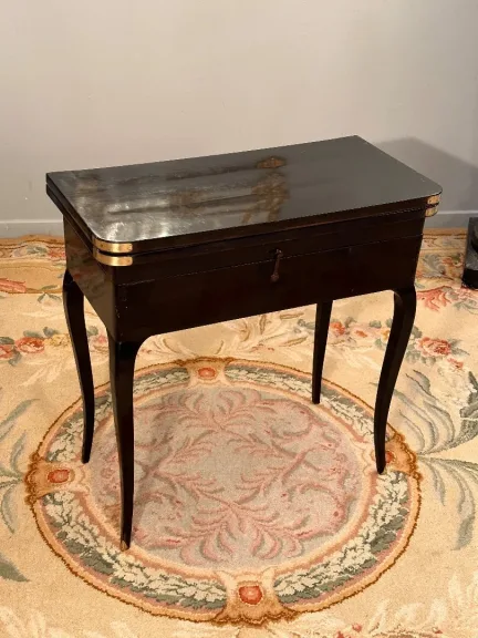Table A Jeu Tric Trac Laquée Noire d'Epoque Louis XV Vers 1750