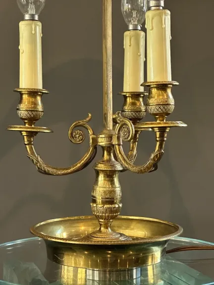 Lampe Bouillotte Bronze Doré De Style Empire Vers 1900