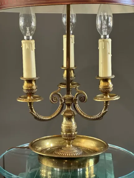 Lampe Bouillotte Bronze Doré De Style Empire Vers 1900