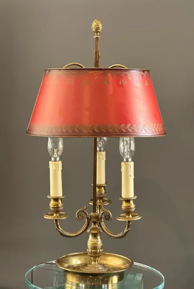 Lampe Bouillotte Bronze Doré De Style Empire Vers 1900