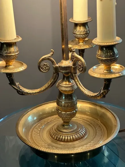 Lampe Bouillotte Bronze Doré De Style Empire Vers 1900