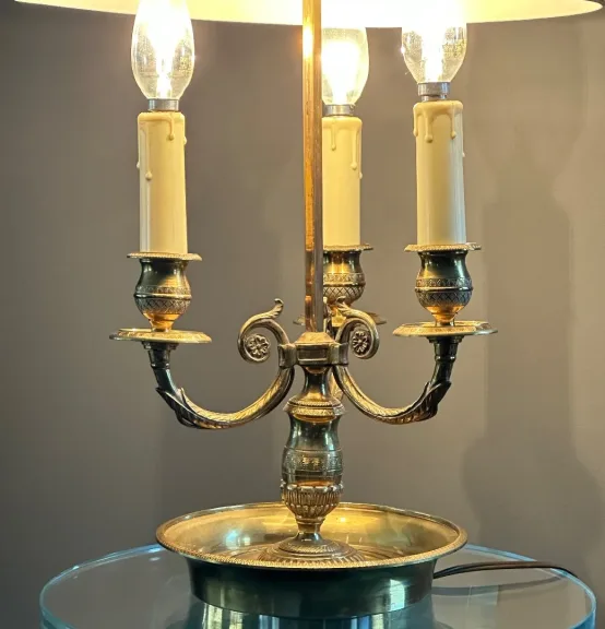 Lampe Bouillotte Bronze Doré De Style Empire Vers 1900