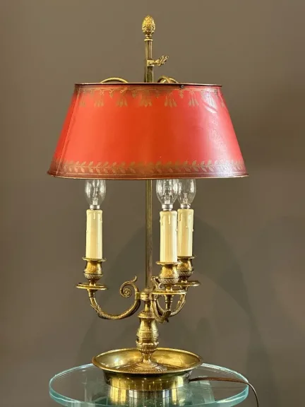 Lampe Bouillotte Bronze Doré De Style Empire Vers 1900