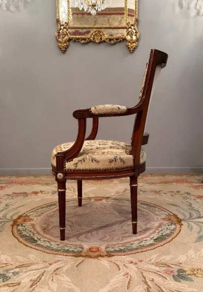 Dlg François Linke, Fauteuil Cabriolet de Style Louis XVI Epoque XIXème