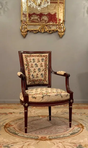 Dlg François Linke, Fauteuil Cabriolet de Style Louis XVI Epoque XIXème