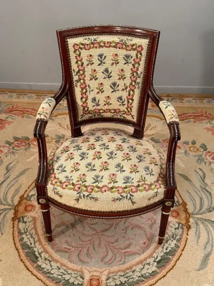 Dlg François Linke, Fauteuil Cabriolet de Style Louis XVI Epoque XIXème