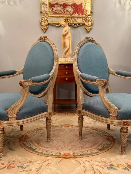Large Paire De Fauteuils De Style Louis XVI Epoque XIXeme Vers 1860