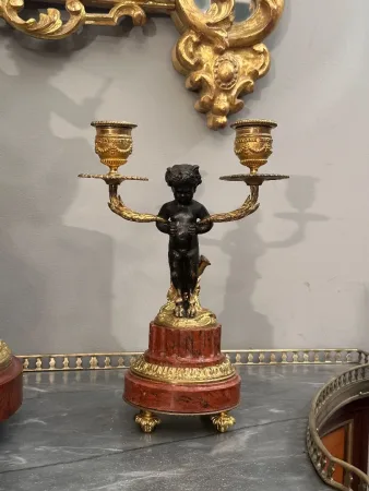 Garniture De Cheminée De Style Louis XVI Bronze Doré Epoque Napoleon III