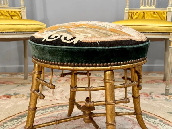 Tabouret En Bois Doré Japonisant Epoque Second Empire Vers 1860