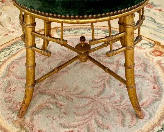 Tabouret En Bois Doré Japonisant Epoque Second Empire Vers 1860