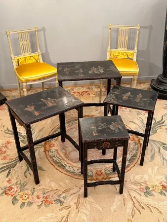 Tables Gigognes Laque Coromandel Epoque Napoleon III