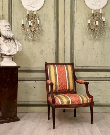Fauteuil A Dossier Plat d'Epoque Louis XVI Vers 1780