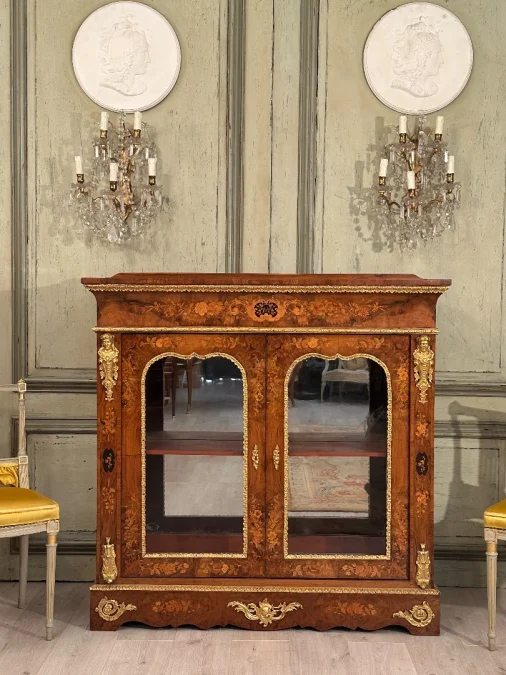 Vitrine En Marqueterie De Style Louis XIV Vers 1870