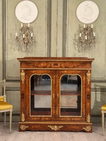 Vitrine En Marqueterie De Style Louis XIV Vers 1870