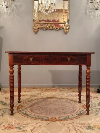 Bureau Plat En Acajou d'Epoque Restauration Vers 1820