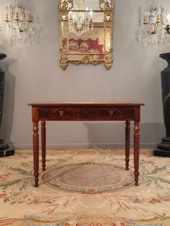 Bureau Plat En Acajou d'Epoque Restauration Vers 1820