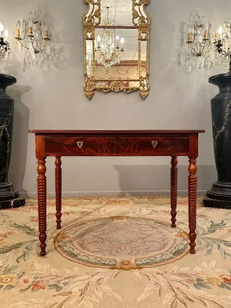 Bureau Plat En Acajou d'Epoque Restauration Vers 1820