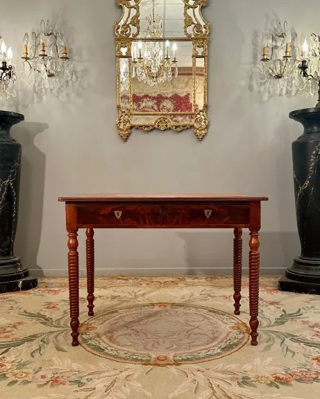 Bureau Plat En Acajou d'Epoque Restauration Vers 1820