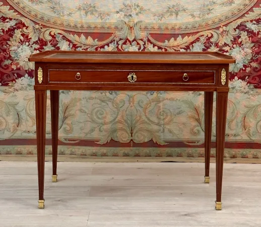 Jean-baptiste Courte, Bureau Plat En Acajou d'Epoque Louis XVI Vers 1780 Estampillé