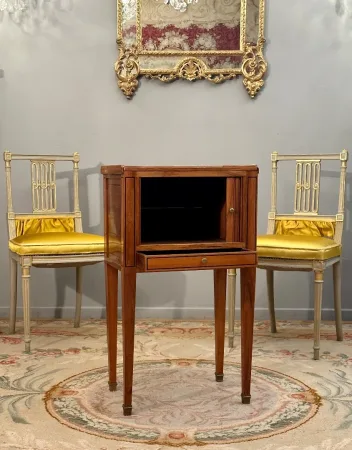 Petite Table De Salon A Rideau d' Epoque Louis XVI Vers 1780