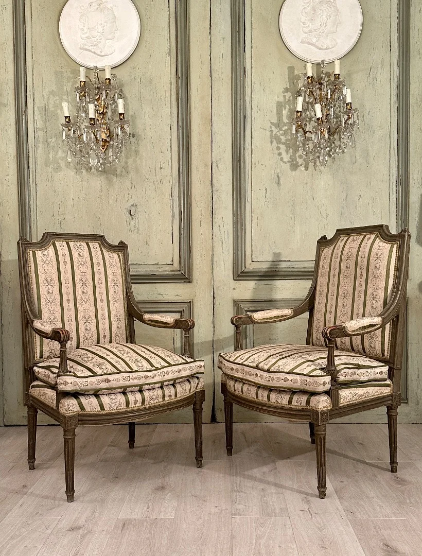 Paire De Fauteuils De Style Louis XVI Epoque XIXeme Vers 1880
