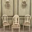 Ensemble De 4 Chaises En Bois Laqué Dossier Lyre De Style Louis XVI