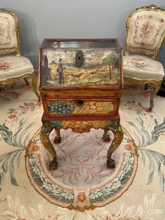 Petit Bureau Secretaire Vénitien En Bois Laqué Epoque XVIIIème