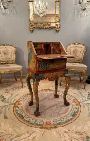 Petit Bureau Secretaire Vénitien En Bois Laqué Epoque XVIIIème