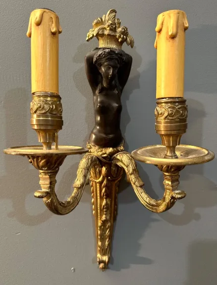 Paire d'Appliques En Bronze d'Epoque Début XIXème Vers 1810 - 1820