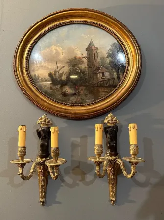 Paire d'Appliques En Bronze d'Epoque Début XIXème Vers 1810 - 1820