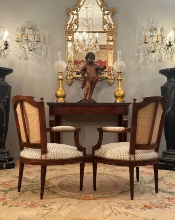 Paire De Fauteuils Cabriolets d'Epoque Louis XVI Vers 1780