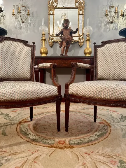 Paire De Fauteuils Cabriolets d'Epoque Louis XVI Vers 1780