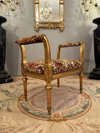 Banquette De Piano En Bois Doré De Style Louis XVI Epoque Napoleon III
