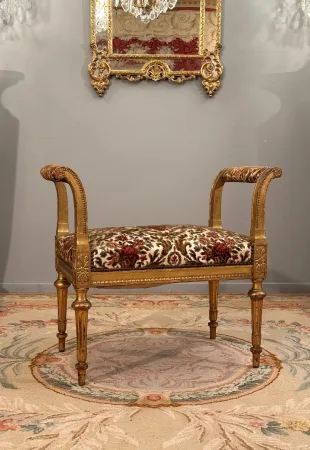 Banquette De Piano En Bois Doré De Style Louis XVI Epoque Napoleon III