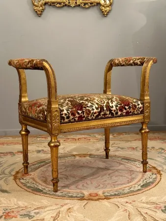 Banquette De Piano En Bois Doré De Style Louis XVI Epoque Napoleon III