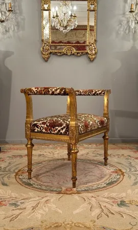 Banquette De Piano En Bois Doré De Style Louis XVI Epoque Napoleon III