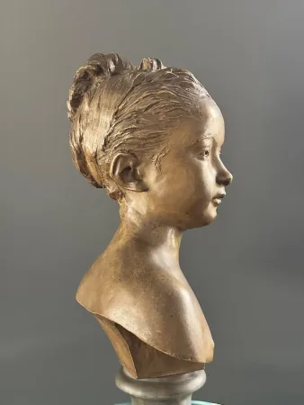 d'Après Houdon, Sculpture Buste De Louise Brongniart Terre Cuite Epoque XIXème