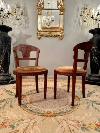 Süe Et Mare, Paire De Chaises En Acajou d'Epoque Art Deco Vers 1920