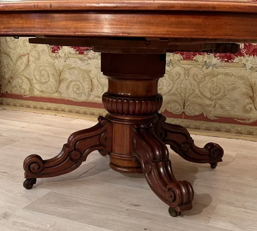Table De Salle A Manger à Système En Acajou d'Epoque Restauration Vers 1830 (4m)
