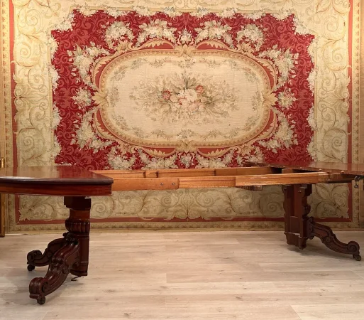 Table De Salle A Manger à Système En Acajou d'Epoque Restauration Vers 1830 (4m)