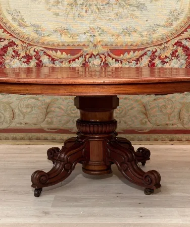 Table De Salle A Manger à Système En Acajou d'Epoque Restauration Vers 1830 (4m)