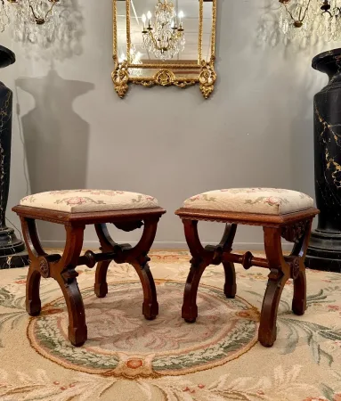 Paire De Tabourets Curule d'Epoque XIXème