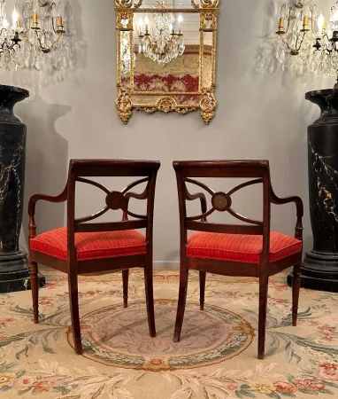 Maurice Hirch Maison Jansen, Paire De Fauteuil En Acajou Estampillés Epoque XXème